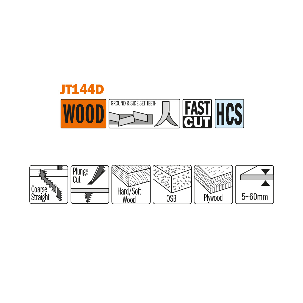Very fast cuts, straight and coarse, on hard/softwood